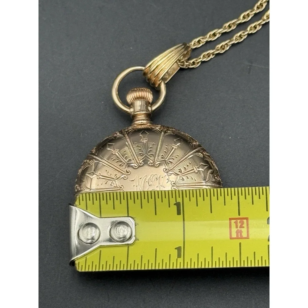 14K SOLID GOLD AMERICAN WALTHAM POCKET WATCH WITH CHAIN 15J